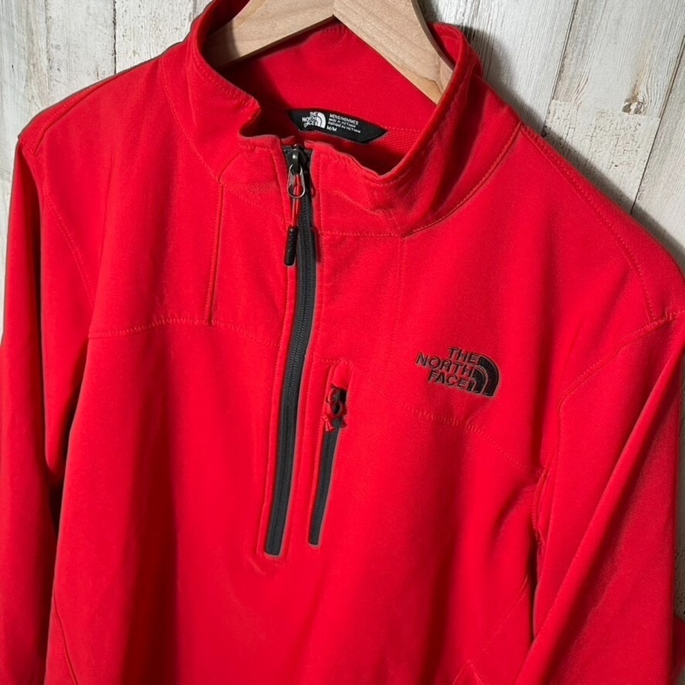 The North Face Red Half Zip Stitched Logo Pullover Windbreaker Mens Size Medium - Picture 2 of 8